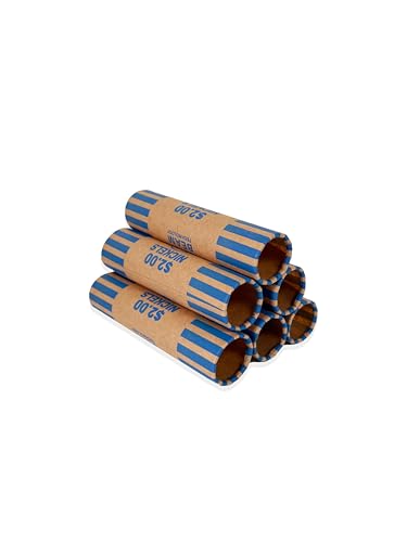 Beam Coin Wrappers Preformed, 1008 Nickels, Heavyweight, Durable, Crimped Bottom, Color Coded, ABA Standard, Coin Roll Wrapper (Nickels, 1008)