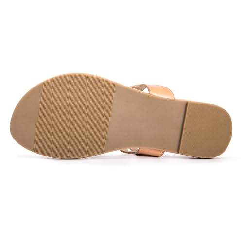 Image of LM Women's Thong Sandals T-Strap Sandals Slip On Flat Sandals Flip Flop Casual Summer Slide Sandals