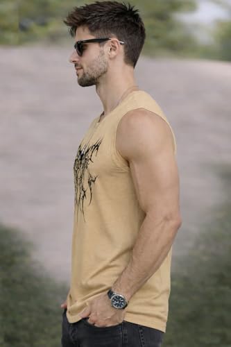 Image of JUGULAR Tank Tops Sleeveless T-Shirt for Men Gym Wear Vest Printed Stylish Round Neck Running for Sports Workout Fitness & Casual or Beach Wear