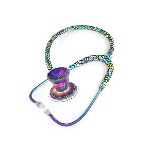 Image of MDF Instruments Mermaid Kaleidoscope ProCardial Cardiology Stethoscope, Limited Edition Mprints, Lightweight Titanium, Adult, Dual Head, Mermaid Tube, Kaleidoscope Chestpiece-Headset, MDF797TMMKL | Lightweight, Lifetime warranty & free parts, Convertible chestpieces (pediatric-infant) sold separately, Critical care