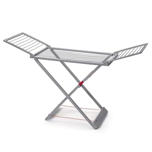 Dekohome Tendedero Plegable con Alas, 20 Metros de Superficie de Tendido, Hecho de Resina Resistente al Sol y a la Intemperie, 180 x 108 x 55 cm, Gris