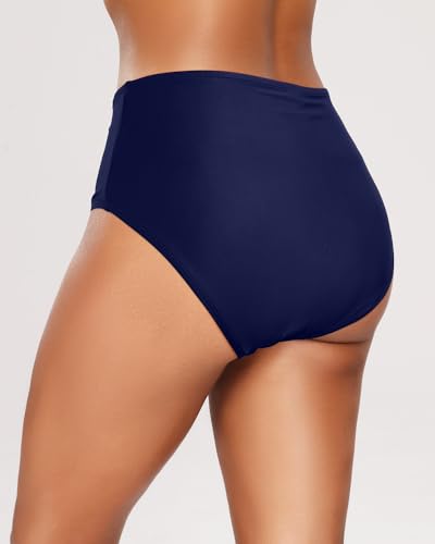 Image of Tempt Me Womens High Cut High Waisted Bikini Bottoms Tummy Control Bathing Suit Bottoms Swim Bottom Swimsuit Bottom