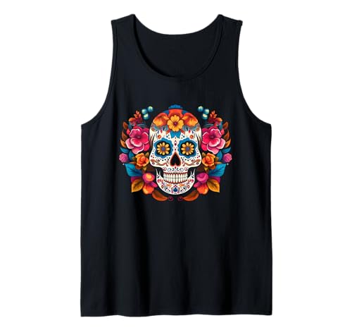 Crâne en sucre floral Dia de Los Muertos Mexicain Catrina Débardeur