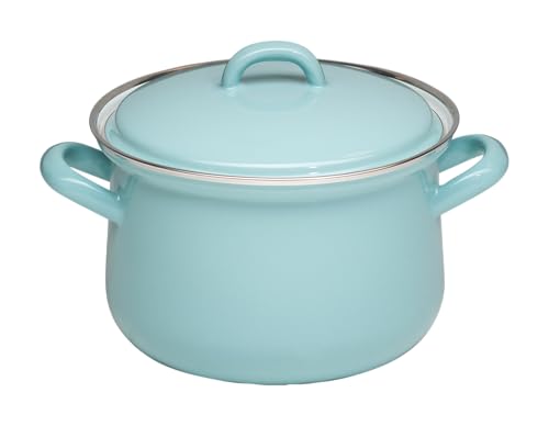 Riess, 0606-109, pentola per carne con coperchio, 16 cm, 1,5 l, verde naturale, 1,054 kg, diametro 16 cm, 1,5 litri, 23 x 17,7 x 11,3 cm, smaltata, a induzione