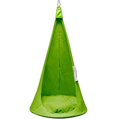 Image of Vivere Cacoon Pod for Kids - Durable Polyester Fabric, Anodized Aluminum Ring, Built-in Cushion, Easy Setup & Storage - Comfortable Hanging Pod for Children 10 & Under - 200 lb Capacity