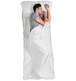 Sleeping Bag Liner - Camping & Travel Sheets for Adults - Sleeping Sack & Sheets for Backpacking, Hotel, Hostels & Traveling - Ultra Lightweight Single Sleep Sack & Sleep Liners - Off White w/Zipper
