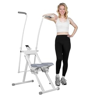 Air Walker Glider Exercise Machine Cross Trainers Folding Vertical Climber Stair Stepper with LCD Display Home Fitness Full Body Cardio Adjustable Handlebar and Pedals 265lbs Capacity White