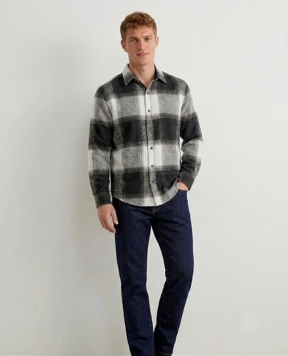 Image of DEELMO Men's Cotton Blend Printed Checkered Casual Shirt | Full Sleeve Button Down Regular Fit Collared Shirt | Soft & Breathable Everyday Wear for Office (Available in Plus Size)