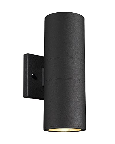 Image of Ken & Ricky Cylinder Outdoor Wall Sconce Lights,Up and Down,Black,1 Pack | Aluminum Waterproof Outdoor Wall light,No Glare,Exterior Lighting Fixtures,E26 Base,For Porch House Garage Front Door Patio