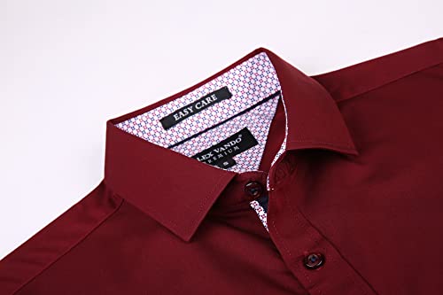 Alex Vando Mens Bamboo Dress Shirts Wrinkle Free Regular Fit Stretch Button Down Shirt