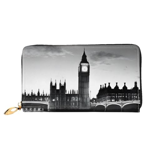 (London) Faux Leather Wallet Long Clutch Zipper Purse Card Holder Travel Coins Cash Organizer Phone Pocket 7.48 x 4.13 x 0.9 inches