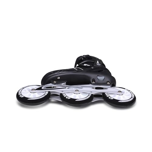 Image of Nivia Speed Pro Inline Skate, Adjustable Inline Roller Skates for Unisex Kids, Outdoor Skating Shoes Roller Blades, 110mm Wheels for Smoother Rides (Small, Black /White)