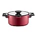AMBITION Kochtopf mit Ausgießer und Deckel 20 cm Noel 2,6 l Aluguss Topf mit Antihaftbeschichtung alle Herdarten rot außen