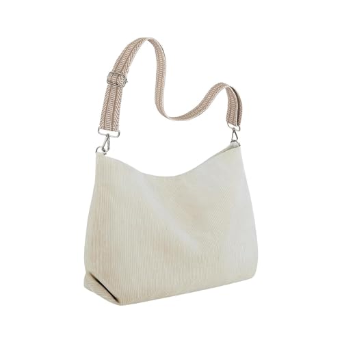 oshhni Bolsa de ombro feminina, bolsa hobo da moda para deslocamento, trabalho, compras ao ar livre, Bege