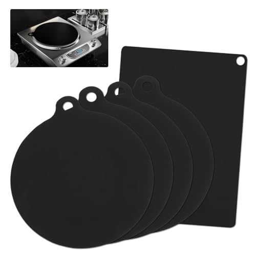 Crynvor 5 PCS Tapete de Silicona para Induccion, Alfombrilla Protectora Placa Induccion con Gancho Ventosa, Protector Vitroceramica Induccion para Cocinar, Tapa Placa Induccion, Protección Inducción