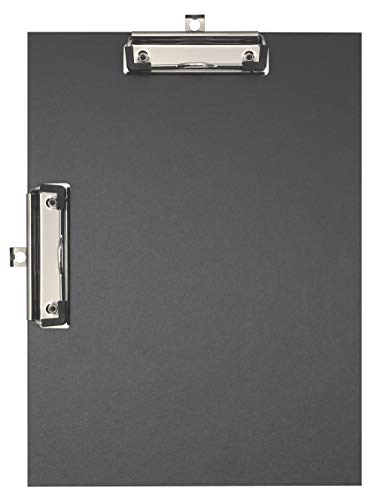 Exacompta 18271E - Porta-bloc en papel con doble pinza y sitema de fijación mural para un uso horizontal y vertical Tamaño 23 cm x 32 cm para documentos tamaño A4 color negro.