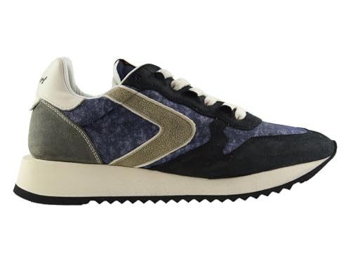 Sneakers Magic Heritage Valsport en cuir artisanal italien et nylon vintage bleu rétro luxe