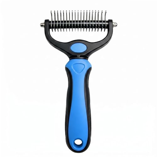 Pet Pro Grooming Tool for Dogs & Cats Undercoat Rake Dematting Comb for Long Hair Pets Deshedding Brush for Loose Fur Tangle Removal and Thick Coat Grooming Blue