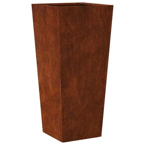 Roanoer Macetero 35 x 35 x 75 cm de acero resistente a la intemperie – Maceta cuadrada para jardín, balcón y terraza – Maceta con aspecto de óxido para flores, hierbas y verduras