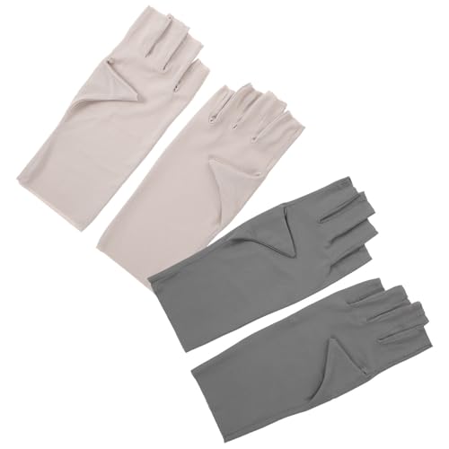 Holibanna Guantes para Manicura sin Dedos para Mujer, Protección UV Anti-UV, Material Chinlon Transpirable, 2 Pares, Ideales para Nail Art y Salón de Uñas