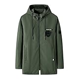Herren Solid-Colour-Jacke Winddicht Langärmel-Naht mit Kapuze Reißverschluss Herbstjacke