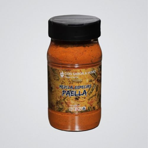CON SABOR A HUMO Mezcla de Especias para Paella, 200 Gramos, Tarro, Condimento en Polvo, Sin Gluten