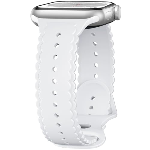 Slim Silicone Band Compatible with iWatch Bands for Women 40mm 38mm 41mm 42mm Women, Breathable...