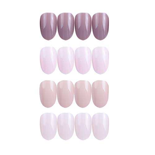 Laza 96 Pcs Colorful Fake Nails 4 Pack Nude Full Cover Oval Short