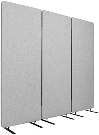 Stand Up Desk Store ReFocus Freestanding Noise Reducing Acoustic Room Wall Divider Office Partition (Cool Grey, 72" x 66" , Zippered 3-Pack)