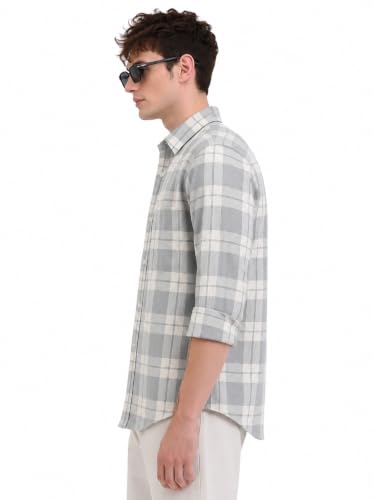 Image of Youth First Men's Cotton Blend Casual Shirt | Regular Fit Solid Full Sleeve Button Down Collared Shirts | Comfortable Formal Office Business Casual for Men