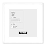 JUNOMI Marco de fotos de madera, 50 x 50 cm, color blanco, marco cuadrado con cristal acrílico irrompible, para montaje en pared fácil, perfil estrecho