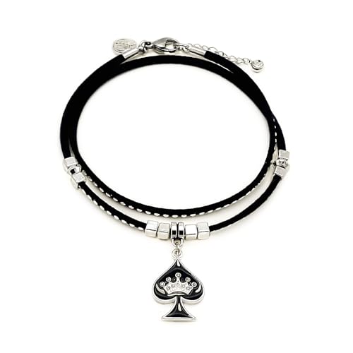 His and Hers Intimates ? QUEEN OF SPADES ? Anklet Jewelry - HotWife, Queen, Hot Wife, Bracelet, Infinity,Necklace, BBC, QOS, MFM, Swinger, Cuckold, Polyamory (Black Studded Suede)