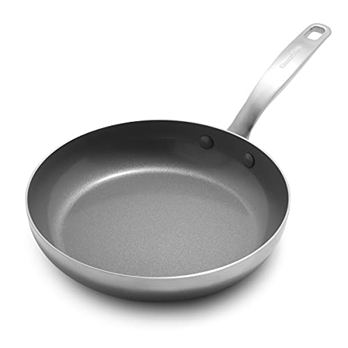 GreenPan Chatham Tri-Ply Stainless Steel Healthy Ceramic Nonstick 9.5" Frying Pan Skillet, PFAS-Free, Multi Clad, Induction, Dishwasher Safe, Oven Safe, Silver