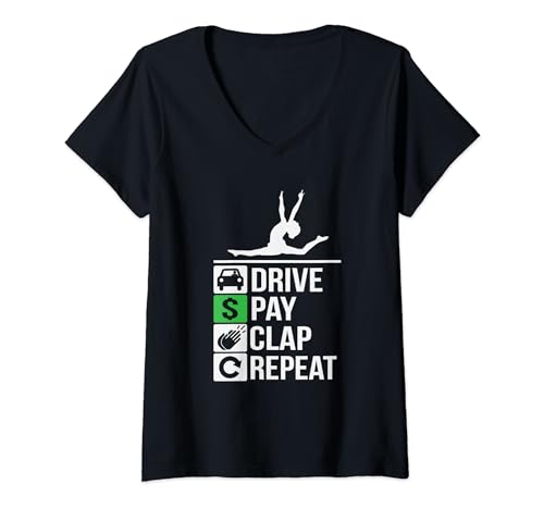 Divertida gimnasia papá Drive Pay Clap Repeat Camiseta Cuello V
