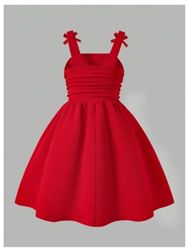 Floerns Girl's Cute Bow A Line Dress Sleeveless Ruched Birthday Princess Cami Dresses2