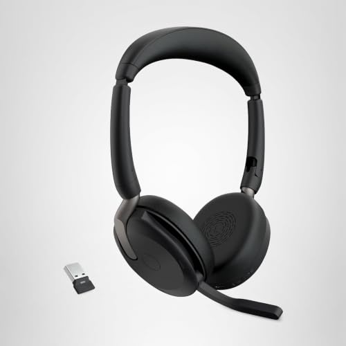 Jabra Evolve2 65 Flex - Micro-Casque stéréo sans Fil Bluetooth avec Technologie à réduction de Bruit ClearVoice et ANC Hybride - Compatible avec Les principales Plateformes UC - Noir