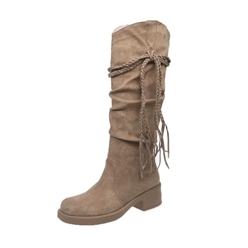 Botines genéricos para mujer cuero botines con cremallera caliente botas de invierno mediados de pantorrilla impermeable con tacón ancho bajo botines de nieve elegantes botas de lluvia de moda, dorado