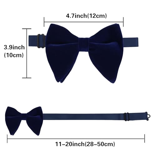 Image of Alizeal Velvet Pre-tied Adjustable Bow Tie for Men Oversize Formal Solid Tuxedo Bowtie
