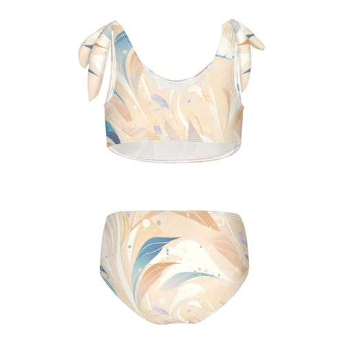 Rose Gold Elegant Texture Abstract Pattern Girl Two Pieces Kids Bikini Set Beach Bathing Suit Swimwear Adjustable2