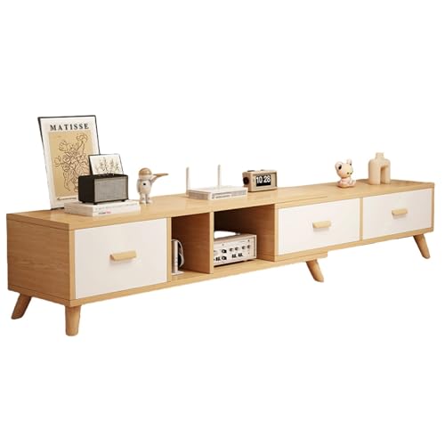 Soporte De TV Con Cajones, Mueble De Almacenamiento Ampliable, Gran Capacidad De Almacenamiento De Partición, Patas De La Mesa Madera Maciza, Para El Dormitorio, Sala Estar, Oficina(Three Drawers-160c