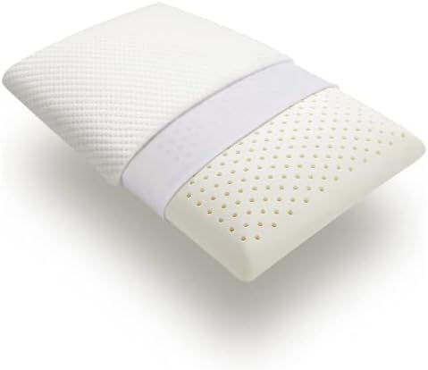 YiiMO Natural Latex Pillow, Latex Foam Pillows for Sleeping Organic Neck & Cervical, Medium Firmness Flat Breathable Bed Pillows for Side Back Sleepe with Cotton Cover
