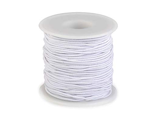 Jajasio Elastische Kordeln/Hutgummi 1mm dick Weiss Perlenschnur 200 Meter