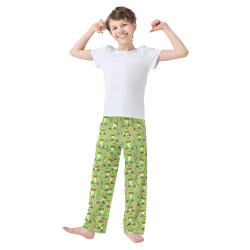ZZXXB Cartoon Frogs Boys Long Pants Soft Trousers Elastic Waist Kids Lounge Bottoms with Pockets S-XL2