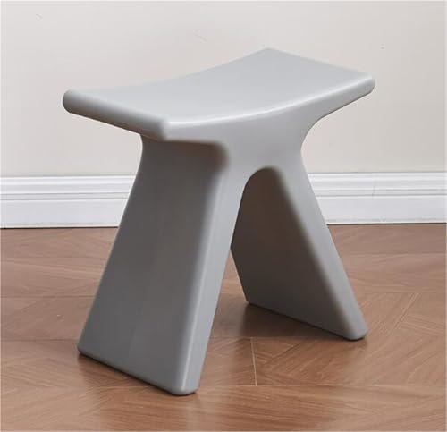 Taburete de plástico antideslizante e impermeable, cómodo asiento bajo para zapatos y cambiador, ideal para sala de estar, cocina, dormitorio, taburete gris para interiores