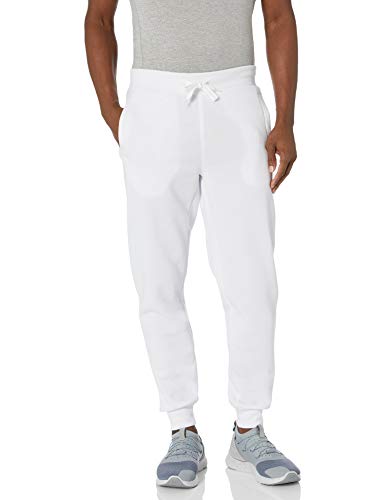 Southpole Men's Active Basic Jogger Fleece Pants, WHITE, Large