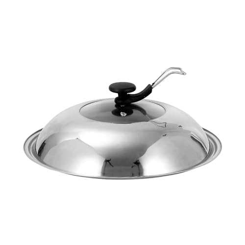 Tapa Sarten Tapa de olla con mango, tapa de utensilios de cocina de repuesto, cubierta de Wok de acero inoxidable, sartenes, tapa de ollas for restaurante en casa, 1 ud. Tapas Sartenes Cocina(48)