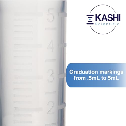 Kashi Scientific 5mL Clear Flip Cap Centrifuge Tube with Safety Lock Cap, Graduation and Marking Spot, Lab-Grade Polypropylene Plastic [5mL, 300]