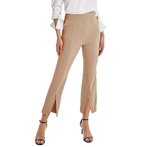 Gsheocm Pantalones deportivos para mujer, 3/4, pantalones de verano para mujer, ligeros, 7/8, para tiempo libre, para el tiempo libre, transpirables, monocolor, pantalones de verano, elásticos, para