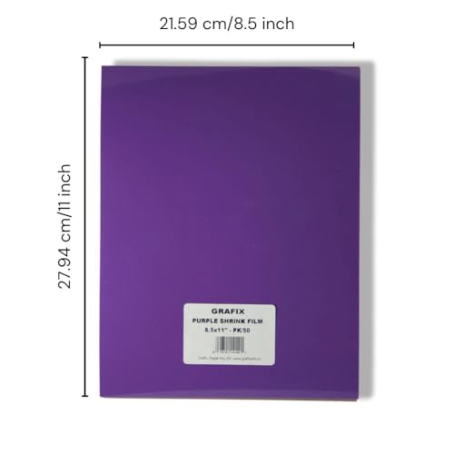Image of Grafix Shrink Film, Purple Opaque, 8.5 x 11 in, Pack of 50