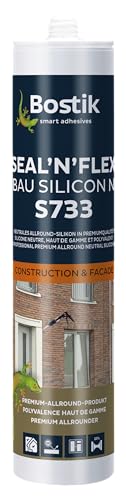 BOSTIK S733 SealnFlex Bau Silikon Anthrazit Neutraler Universalsilikon Schimmelresistent Dauerelastisch Anstrichverträglich Für Innen- und Außenbereich 300ml